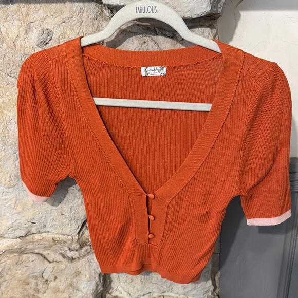 Intimately by Free People Orange Knit Cropped Cardigan - Picture 2 of 6